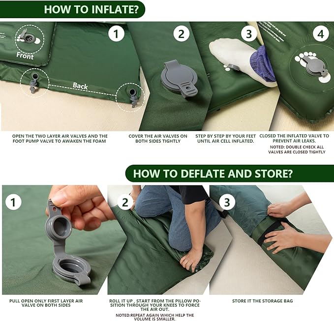 HiiPeak Memory Sleeping Pad, Compact Thick Foam Sleeping Mats with Pillow, 9.5 R-Value Insulated