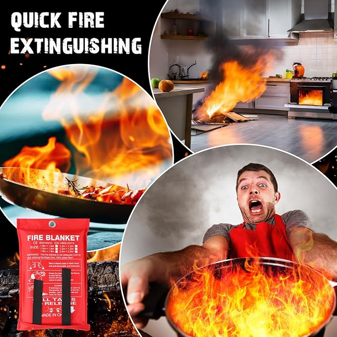 Macarrie 60 Pack 39??x 39??Fire Blanket Emergency for Home and Kitchen Safety Suppression Blanket