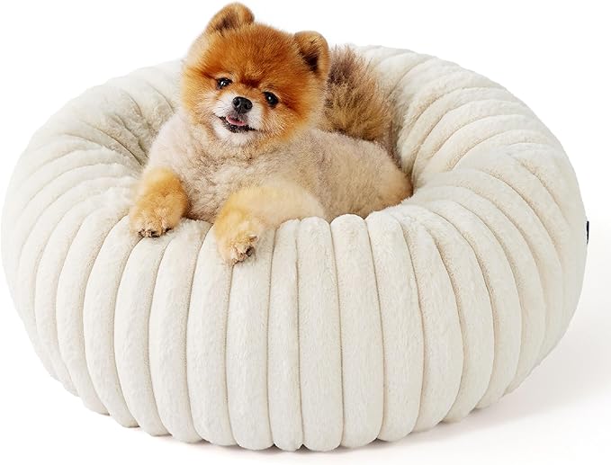 Bedsure Donut Small Dog Bed - Dog Beds for Small Dogs with Corduroy Fleece & Anti Slip Bottom