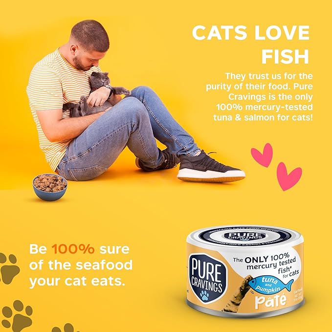 Pure Cravings Tuna and Pumpkin Pate, Canned Wet Cat Food, 100% Mercury-Tested, Moist Can Fish