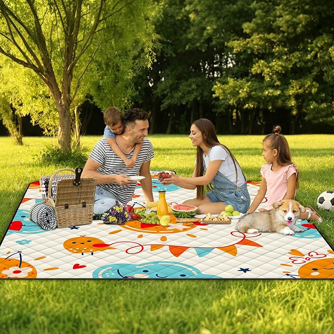 Poedist Extra Large Picnic Blanket Waterproof,80"x 80"Foldable Machine Washable Beach
