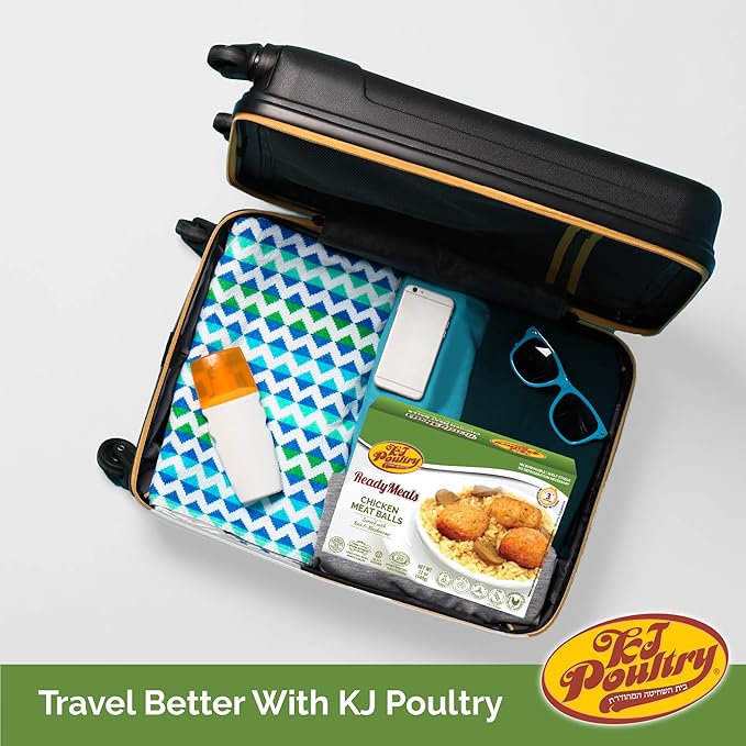 KJ Poultry Kosher Ready Meals - Chicken Meat Balls & Mushrooms, MRE Meat Meals Ready to Eat, Halal