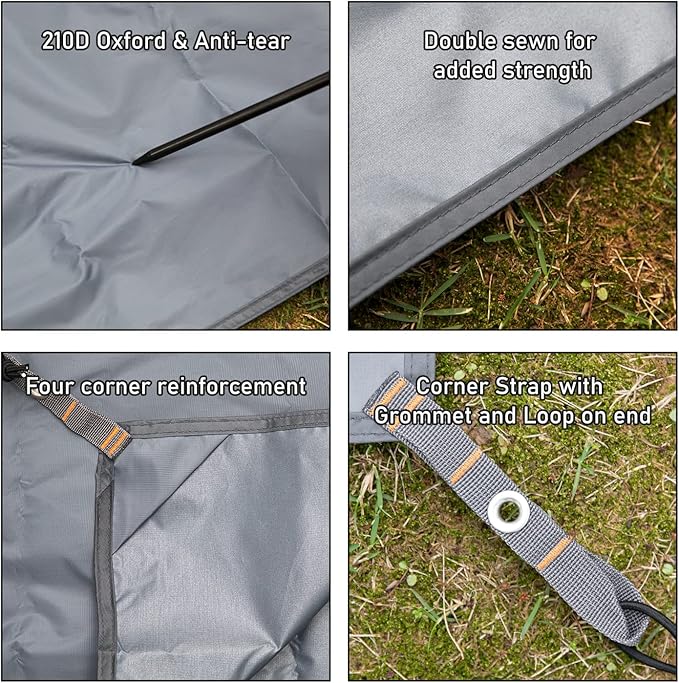 Hikeman Tent Footprint - Waterproof Camping Tarp, Heavy Duty Tent Floor Saver, Ultralight Ground