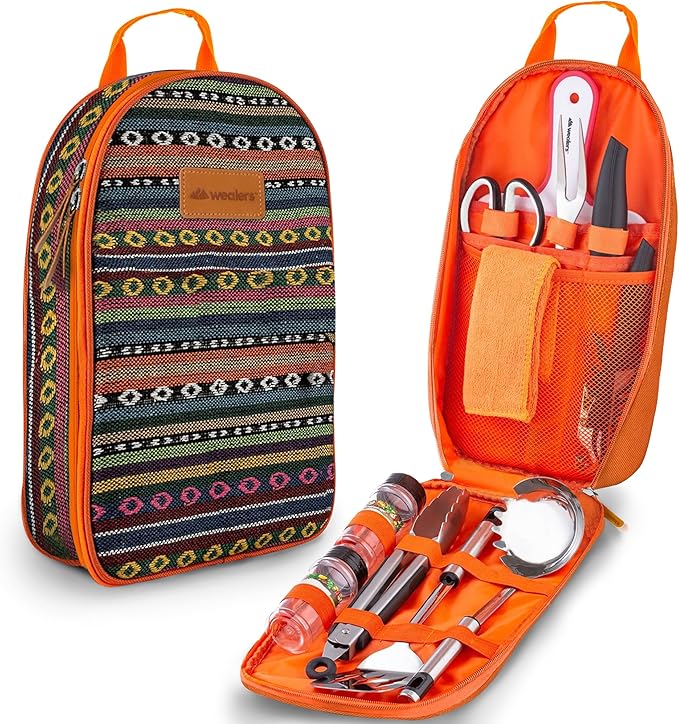 Camp Kitchen Cooking Utensil Set Travel Organizer Grill Accessories Portable Compact Gear for