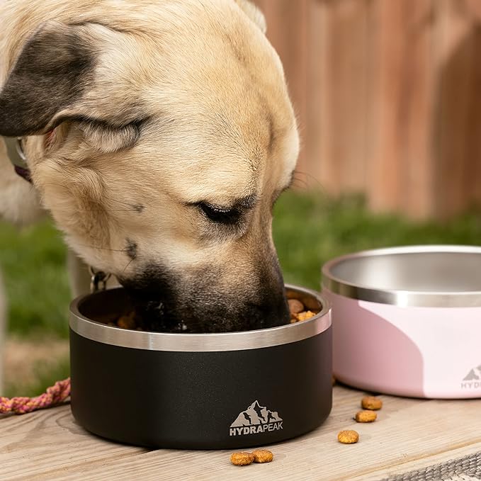 Hydrapeak Dog Bowl; Non Slip Stainless Steel; Water and Food Dish; Large Sized and Small Dogs; 32oz