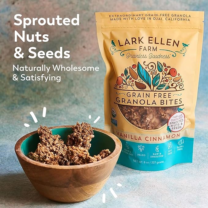Lark Ellen Farm Vanilla Cinnamon Granola Clusters, Gluten Free, Vegan, Certified Organic, Low Sugar