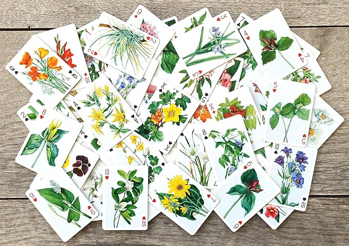 Wildflower Collection Playing Cards (Poker Deck 54 Cards All Different) Vintage Botanical