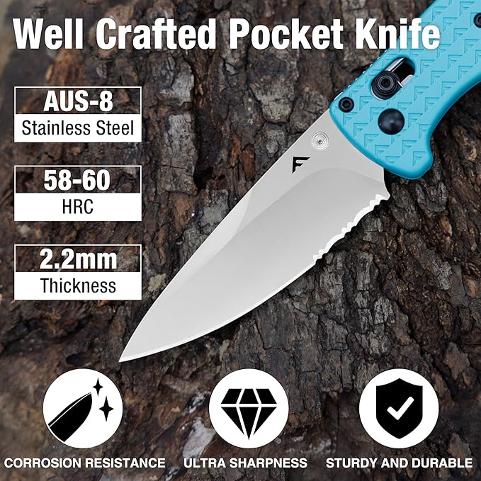 FLISSA 4.5" Folding Pocket Knife, Lightweight EDC Pocket Knife with Axis Lock, 3.2" AUS-8 Steel