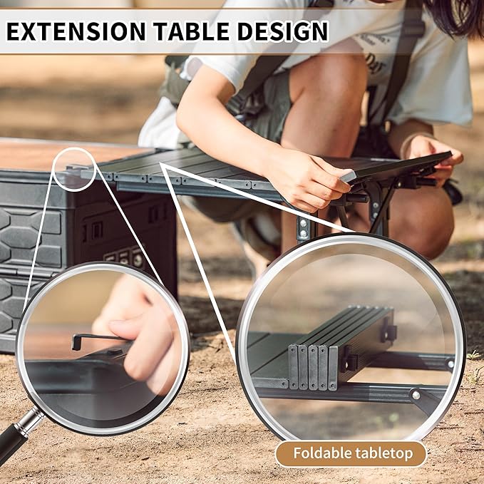 Naturehike Lispace Camping Table with Storage Box, 50L Collapsible Trunk Organizer with Lid