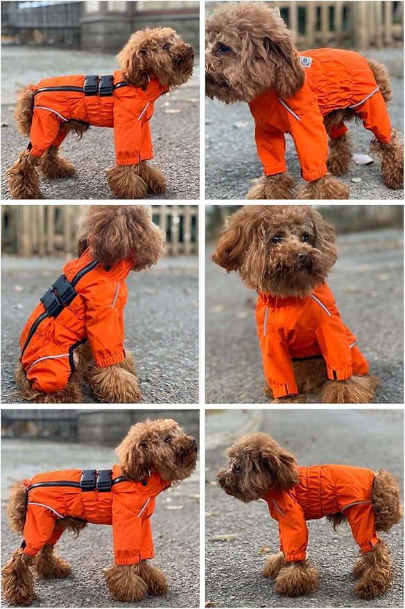 Dogs Waterproof Jacket, Lightweight Waterproof Jacket Reflective Safety Dog Raincoat Windproof
