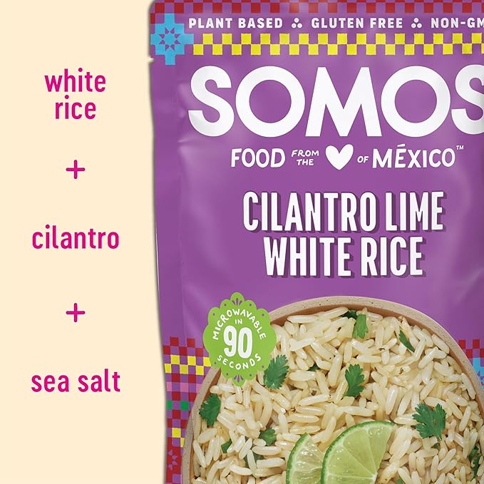 SOMOS Cilantro Lime White Rice - Gluten Free, Non-GMO, Vegan & Microwavable Meals Ready to Eat