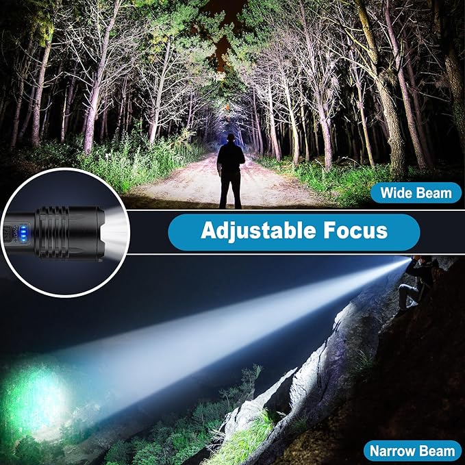 3 Pack Rechargeable Flashlights 90,000 High Lumens, Super Bright LED Flash Light with 3 Light