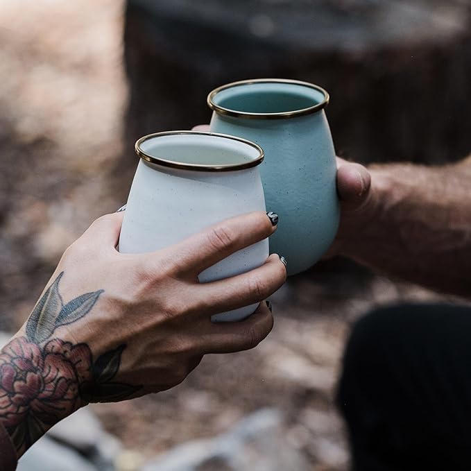 Barebones Enamel Tumblers Set of 2 - Vintage-inspired Design - Durable and Suitable for Outdoor