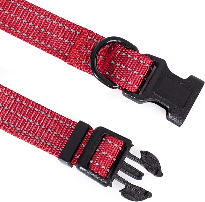 Mile High Life Dog Collar | Nylon Reflective Dog Collars | Light Weight Puppy Collars | Red Dog