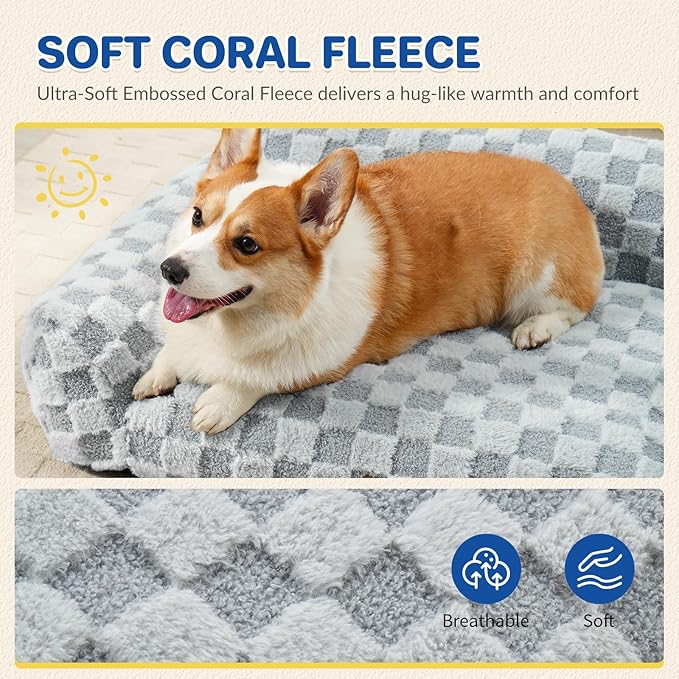 Large Dog Bed Sofa, Fluffy Pet Bed for Medium and Large Dogs, Supportive Dog Couch Sofa for Dogs