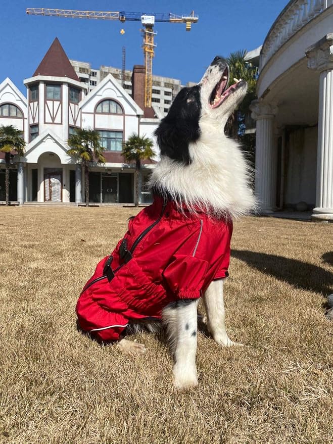 Dogs Waterproof Jacket, Lightweight Waterproof Jacket Reflective Safety Dog Raincoat Windproof