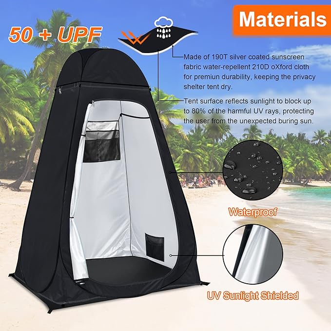 anngrowy Shower Tent Pop-Up Privacy Tent Camping Portable Toilet Tent Outdoor Camp Bathroom