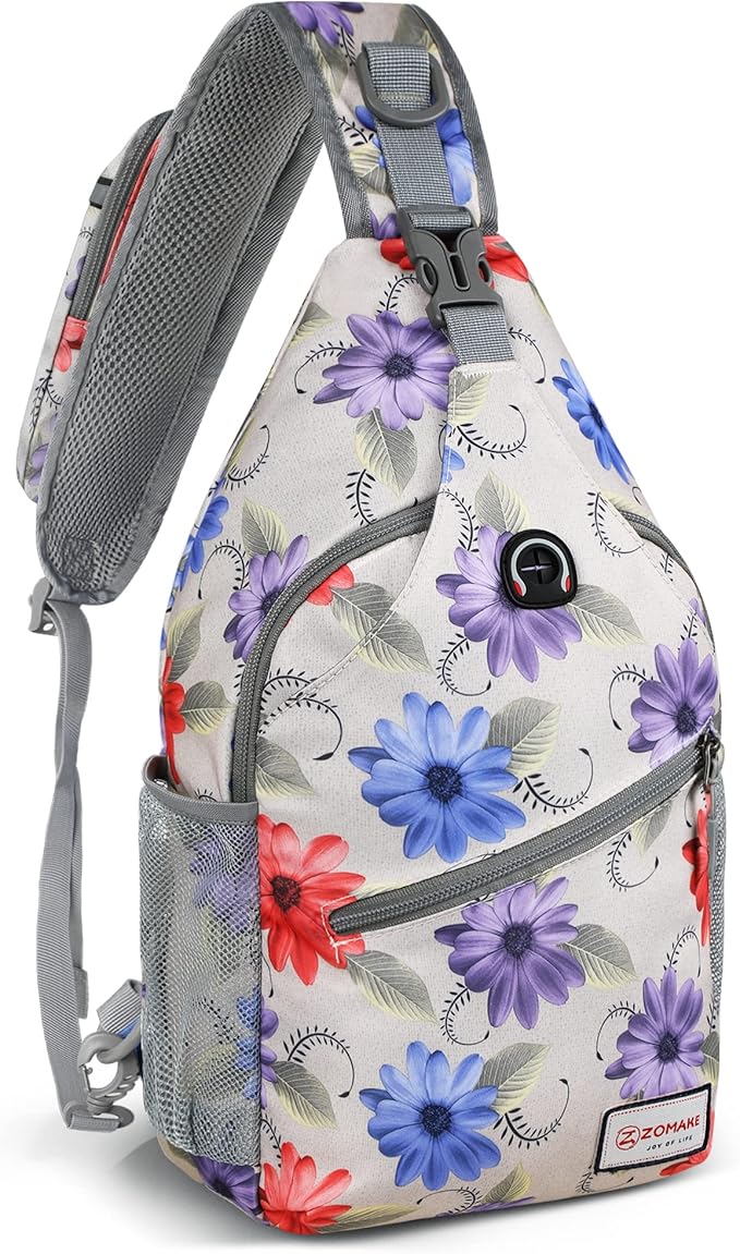 ZOMAKE Sling Bag,Small Crossbody Sling Backpack,Water Resistant Shoulder Daypack for Travel,Anti