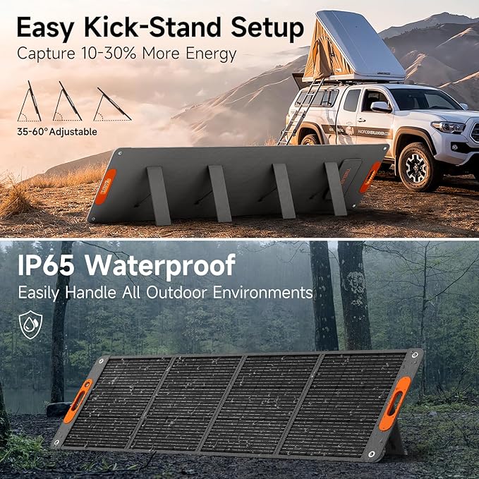 200W Portable Solar Panel for Power Station, 24% High Efficiency ETFE Foldable Solar Panel Charger