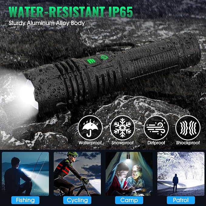 AdamStar UV&High Lumens Flashlight Rechargeable, 2-in-1 Powerful Blacklight LED Flashlight Tactical