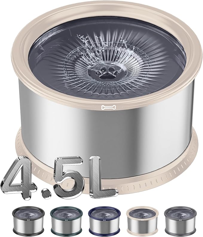 4.5L/1.2Gal Dog Water Bowl, No Spill Stainless Steel Slow Water Bowl for Medium Large Dogs, Large