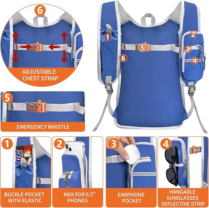 Seektop Small Hiking Backpack 12L to 15L Expandable Travel Packable Waterproof Daypack Lightweight