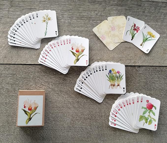 Beautiful Flowers Playing Cards (Poker Deck 54 Cards All Different) Vintage Flowers Botannical