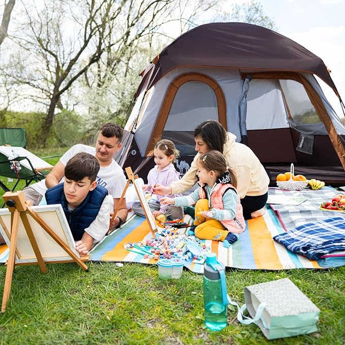 Camping Tents 4/6 Person Pop Up Instant Tent - Setup in 60s for Family Camping, Windproof Design