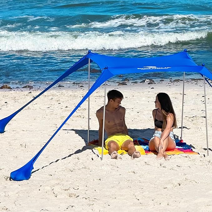 SUN NINJA Beach Tent Sun Shelter UPF50+ - Easy Pop Up Beach Canopy - Outdoor Shade for Camping