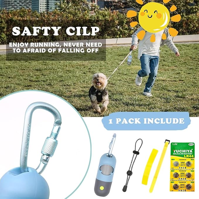 Dog Poop Bags Holder with LED Flashlight|Pet Waste Bags Dispenser for Leash|Doggie Potty Bags