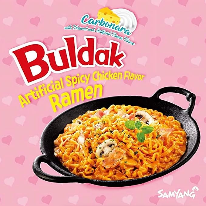 Samyang Buldak Hot Spicy Chicken Ramen Noodle Korean Stir-Fried Ramen, Carbonara Flavor, (20