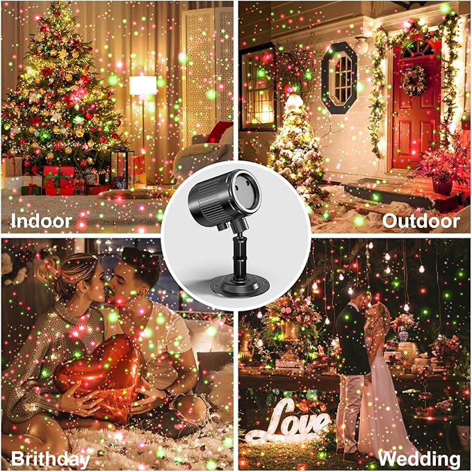 Christmas Laser Projector Light Outdoor: Green Red 2 Color Firefly Laser Lights, IP65 Waterproof