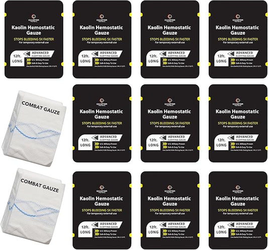 First Aid Advanced Quick Clotting Combat - Flexible Hemostatic - Stop The Bleed kit Faster Wound