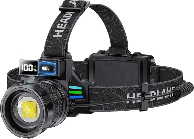 High Lumens Headlamp Rechargeable 4000 Super Bright LED Head Lamp Battery Powered,12 Modes