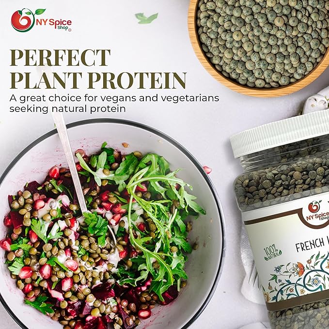 NY SPICE SHOP French Lentils ??1.5 Pounds French Green Lentils ??Dry Lentil Beans - Protein & Fiber