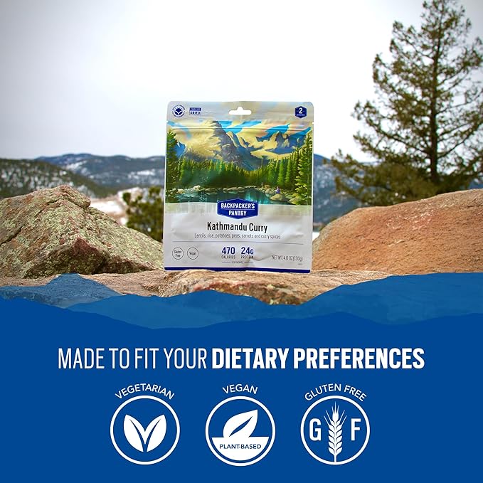 Backpacker's Pantry Kathmandu Curry, 2 Servings Per Pouch, Freeze Dried Food, 16 Grams of Protein