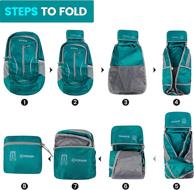 ZOMAKE Ultra Lightweight Packable Backpack 25L, Foldable Hiking Backpacks Water Resistant Small