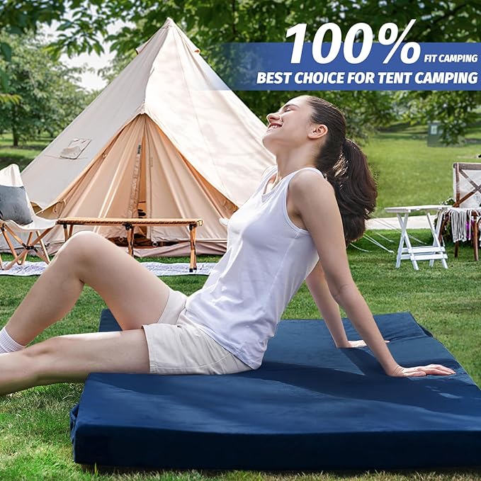 CYMULA CertiPUR-US Memory Foam Camping Mattress Pad, Portable Foam Sleeping Pad for Camping, Roll