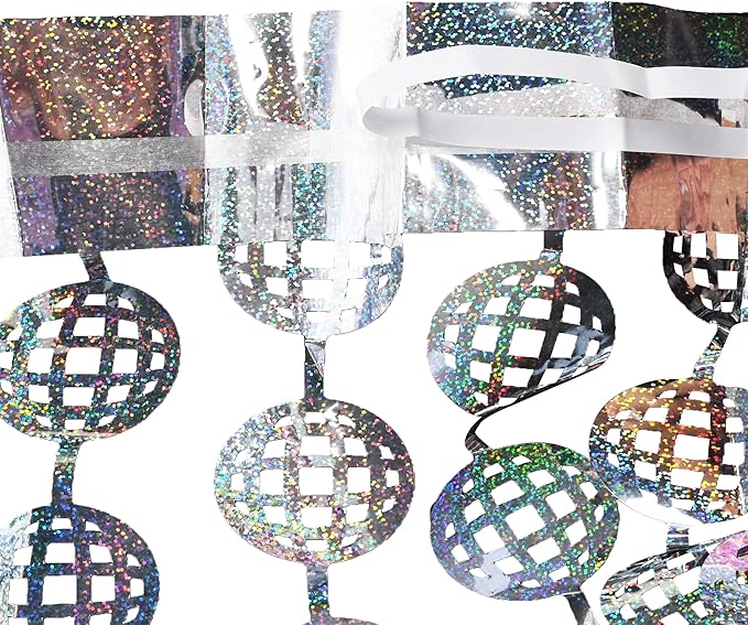 BRAVESHINE Hanging Balls Party Streamers Backdrop - 2 Pack Silver Tinsel Foil Curtain Photo Fringe