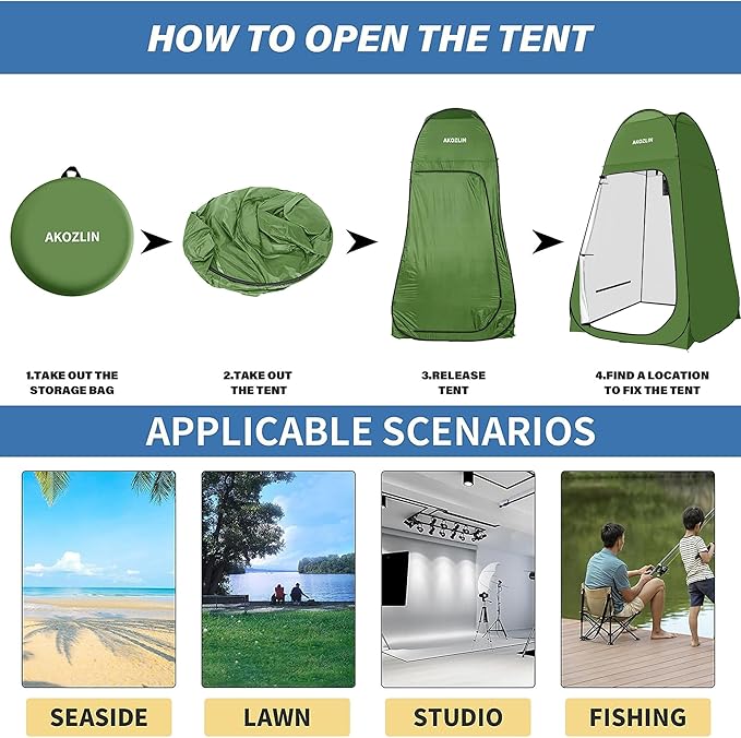 AKOZLIN Portable Pop Up Shower Tent Instant Privacy Dressing Changing Tent Outdoor Shower Room Camp