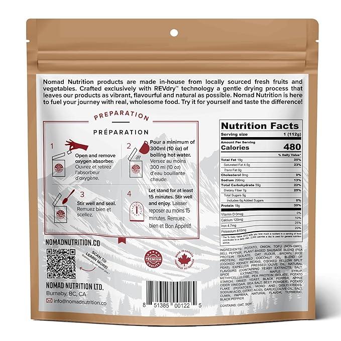 Nomad Nutrition Southwest Breakfast Skillet | Instant Freeze Dried Backpacking & Camping Food |