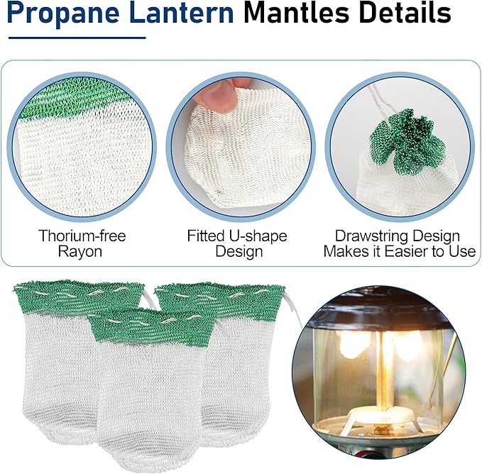 Upgrade Camping Lantern Accessories, Camping Lantern Mantles for Coleman Standard String Tie #21