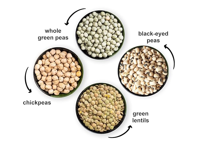 Food to Live Premium Pulses Bundle, 4 Pack ??Chickpeas(5 LB), Whole Green Peas(5 LB), Green