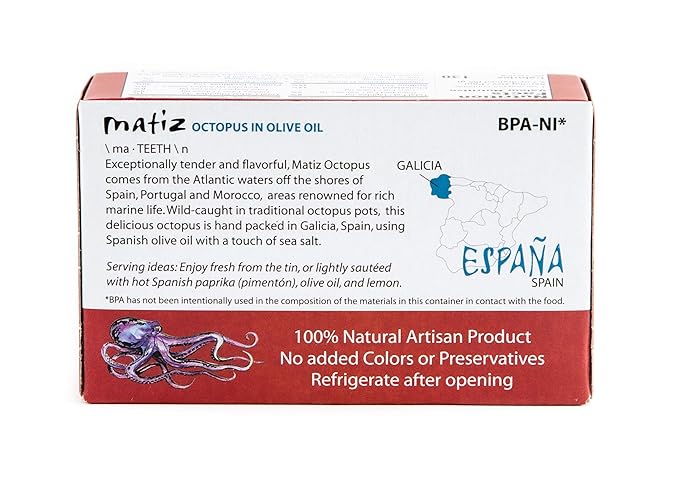 Matiz Pulpo Wild-Caught Pulpo Spanish Octopus in Olive Oil 4.0 Oz, (12 Pack)