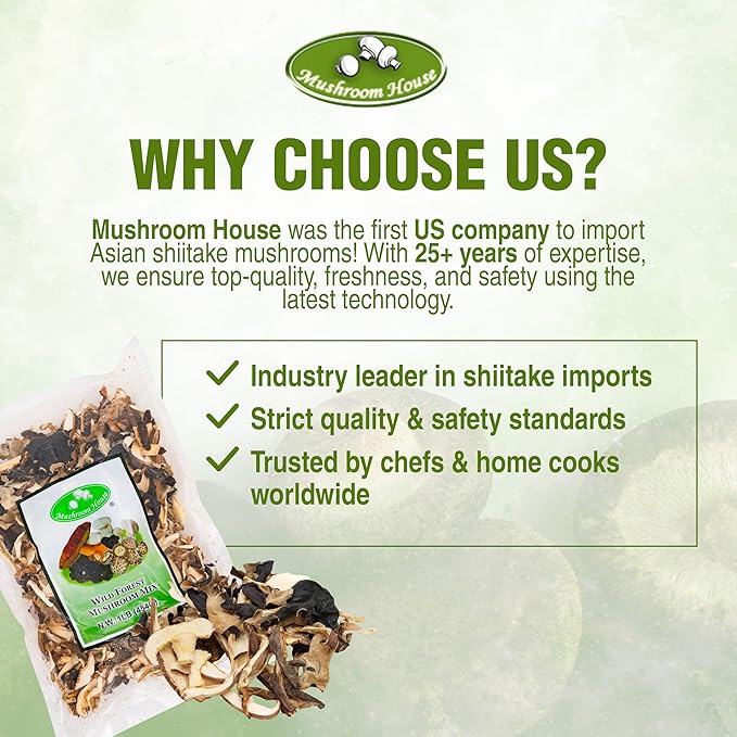 Mushroom House Dried Wild Forest Blend, 16 oz - Gourmet Mix of Porcini, Shiitake, Oyster & Woodear