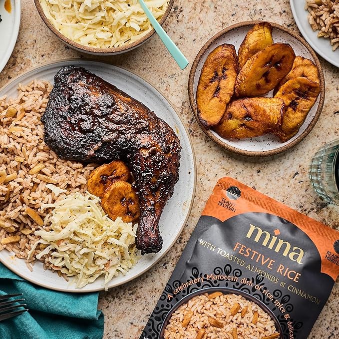 Mina Festive Rice, With Toasted Almonds & Cinnamon, Ready to Eat, Brown Rice, Side Dishes