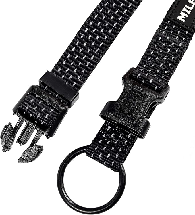 Mile High Life Dog Collar, Nylon Reflective Dog Collars w Pull D-Ring, Light Weight Puppy Collars