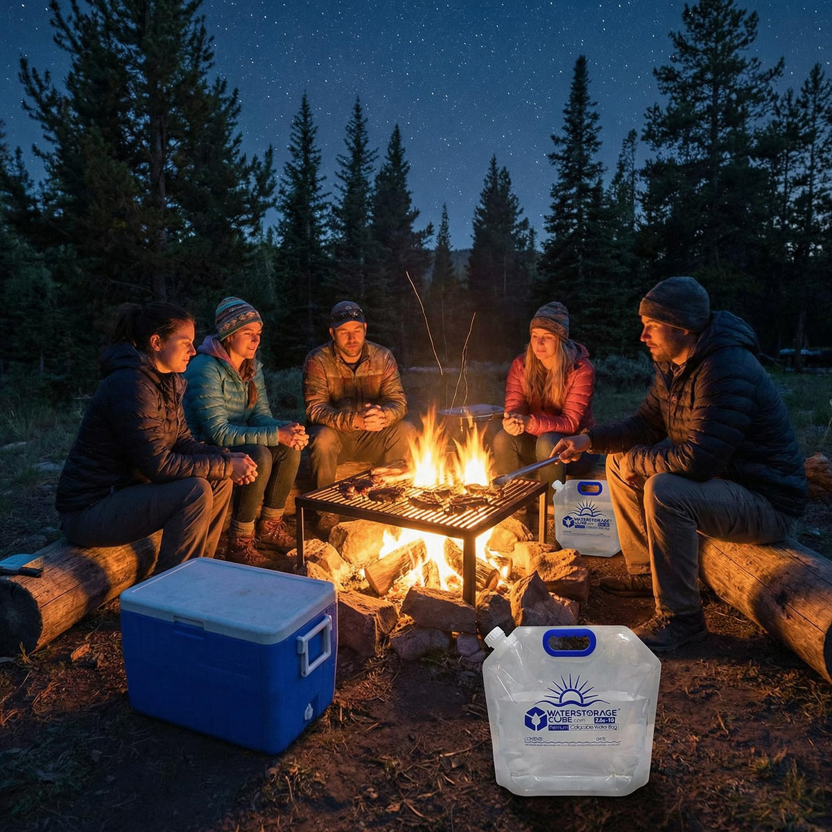 WaterStorageCube Premium Collapsible Water Container Bags 1.3 Gal (10-Pack)