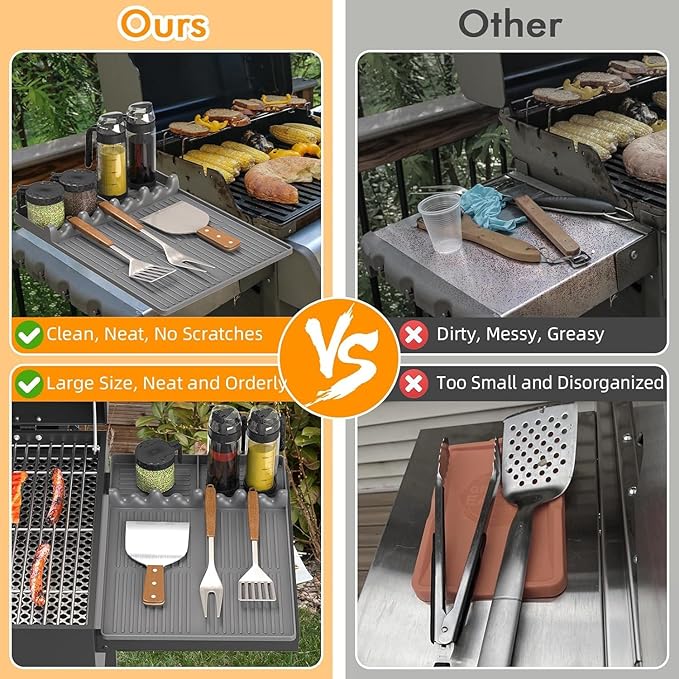 Griddle Mat Compatible with Blackstone, Silicone Grill Tools with Drip Pad, Spatula Mat for Outdoor
