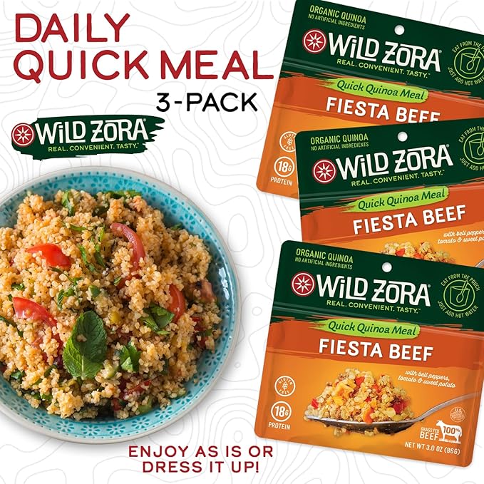 Wild Zora Instant Organic Quinoa Meals - Quick & Tasty Prepared Quinoa Bowls, Pantry Staples